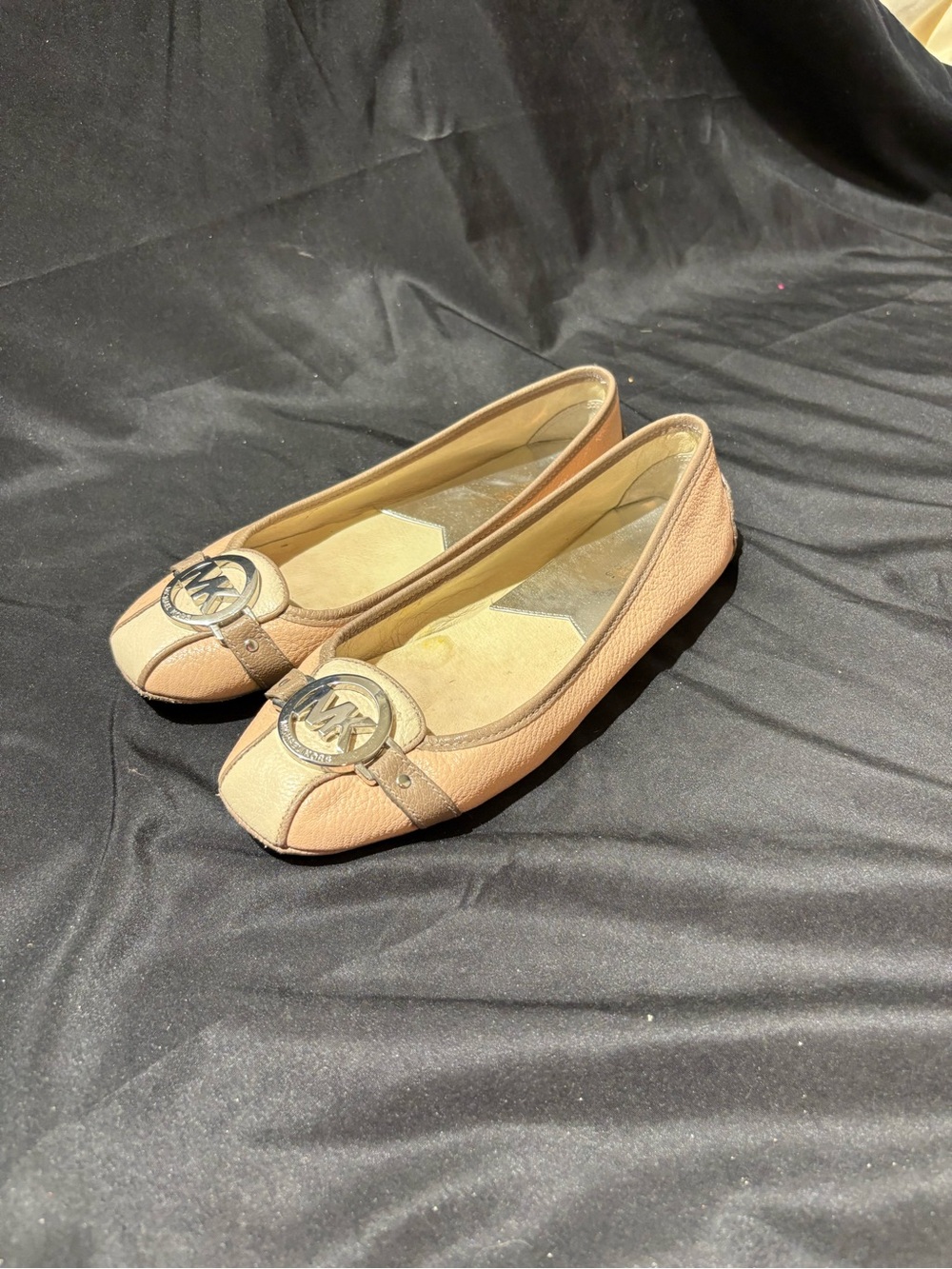 Michael Kors Nude Pink Logo Round-Toe Ballet Flats